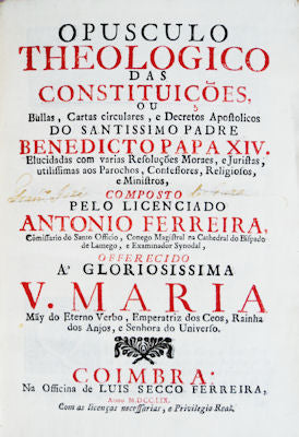 OPUSCULO THEOLOGICO DAS CONSTITUIÃ‡Ã•ES,