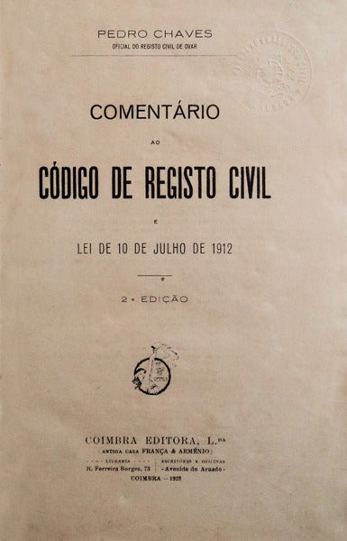 COMENTÃRIO AO CÃ“DIGO DE REGISTO CIVIL