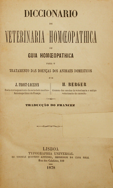 DICCIONARIO DE VETERINARIA HOMOEOPATHICA.