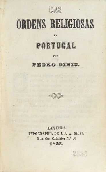 DAS ORDENS RELIGIOSAS EM PORTUGAL.