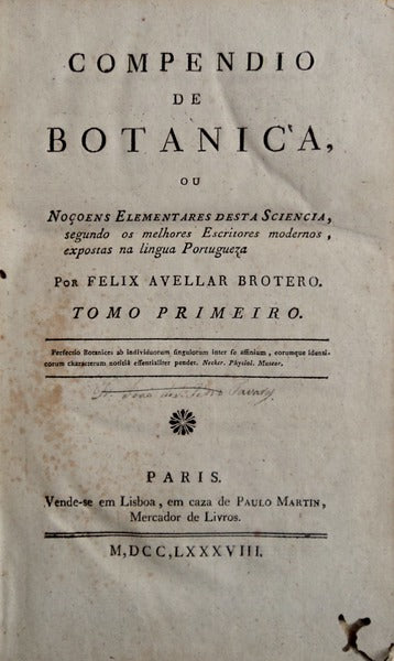 COMPENDIO DE BOTANICA, OU NOÃ‡Ã•ES ELEMENTARES DESTA SCIENCIA,