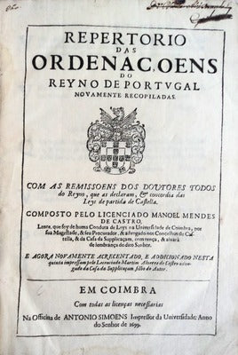 REPERTORIO DAS ORDENAÃ‡ONS DO REYNO DE PORTVGAL