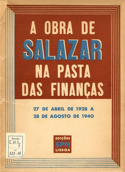 OBRA (A) DE SALAZAR NA PASTA DAS FINANÃ‡AS.