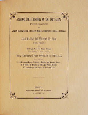 SUBSIDIOS PARA A HISTORIA DA INDIA PORTUGUEZA