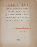LELLO & IRMÃƒO E OS SEUS DIREITOS Ã€S OBRAS LITERÃRIAS DE EÃ‡A DE QUEIROZ COMPREENDIDAS NA ESCRITURA DE 23 DE SETEMBRO DE 1923.