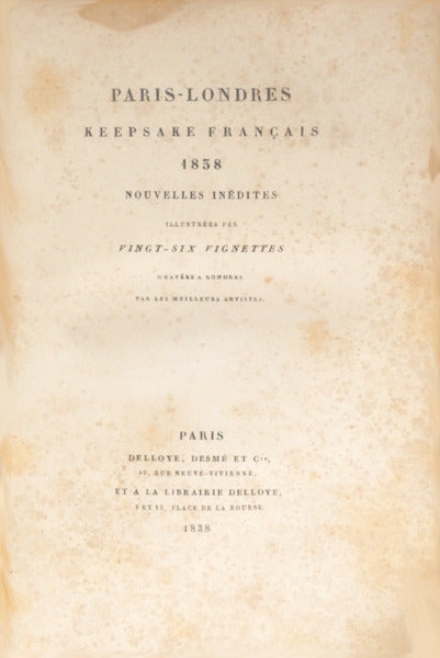 PARIS-LONDRES. KEEPSAKE FRANÃ‡AIS 1838.