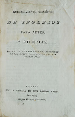DISCERNIMIENTO FILOSÃ“FICO DE INGENIOS PARA ARTES, Y CIENCIAS.