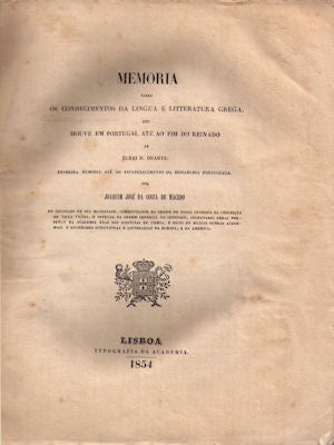 MEMORIA SOBRE OS CONHECIMENTOS DA LINGUA E LITTERATURA GREGA,