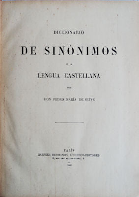 DICCIONARIO DE SINÃ“NIMOS DE LA LENGUA CASTELLANA.