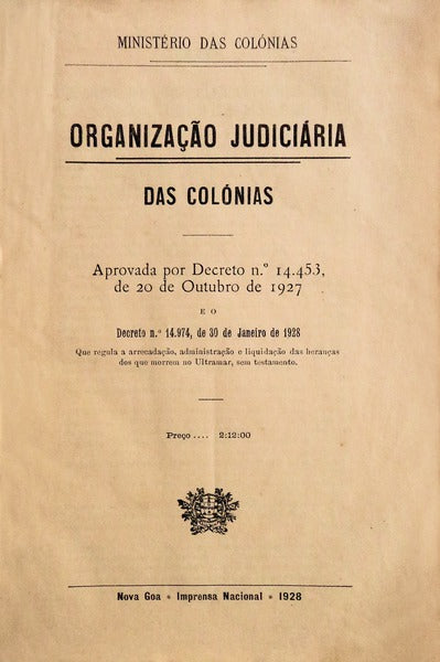 ORGANIZAÃ‡ÃƒO JUDICIÃRIA DAS COLÃ“NIAS.