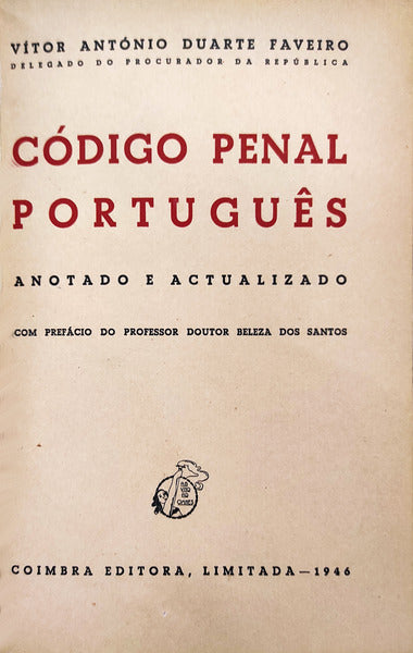 CÃ“DIGO PENAL PORTUGUÃŠS. [1.Âª EDIÃ‡ÃƒO]