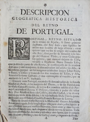 DESCRIPCION GEOGRAFICA HISTORICA DEL REYNO DE PORTUGAL.