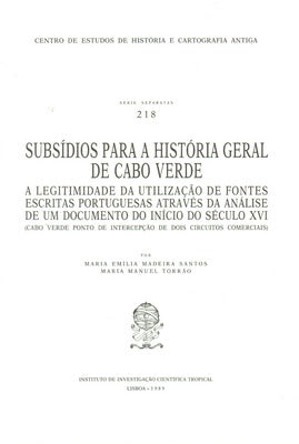 SUBSÃDIOS PARA A HISTÃ“RIA GERAL DE CABO VERDE.