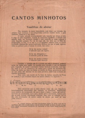 CANTOS MINHOTOS. I. Toadilhas de aboiar.