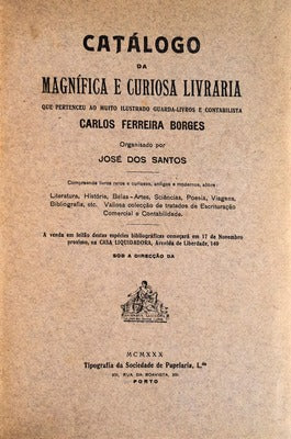 CATÃLOGO DA MAGNIFICA E CURIOSA LIVRARIA