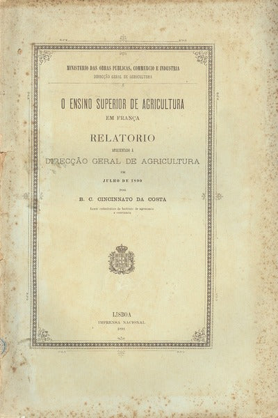 O ENSINO SUPERIOR DE AGRICULTURA EM FRANÃ‡A.
