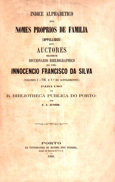 INDICE ALPHABETICO DOS NOMES PROPRIOS DE FAMILIA