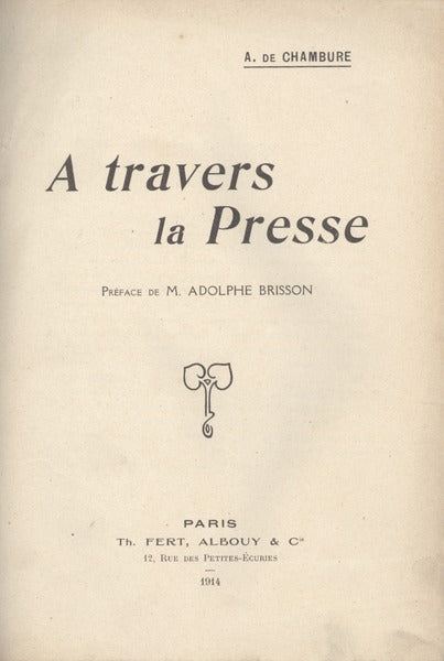 A TRAVERS LA PRESSE.