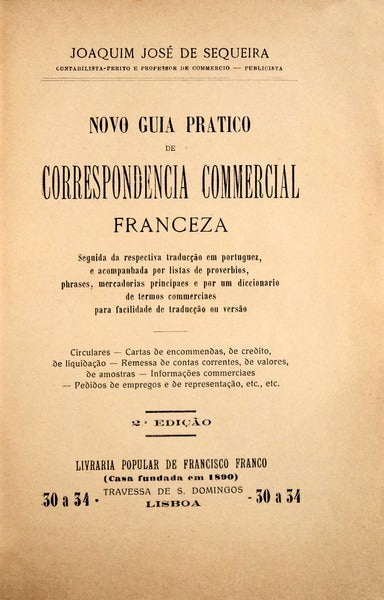 NOVO GUIA PRATICO DE CORRESPONDENCIA COMMERCIAL FRANCEZA.