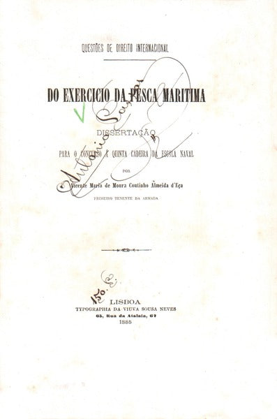 DO EXERCÃCIO DA PESCA MARÃTIMA (QUESTÃ•ES DE DIREITO INTERNACIONAL).
