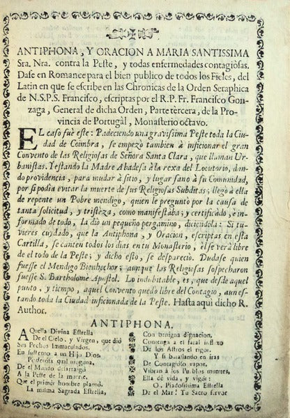 ANTIPHONA, Y ORACION A MARIA SANTISSIMA