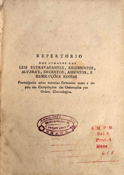 REPERTORIO DOS LUGARES DAS LEIS EXTRAVAGANTES,