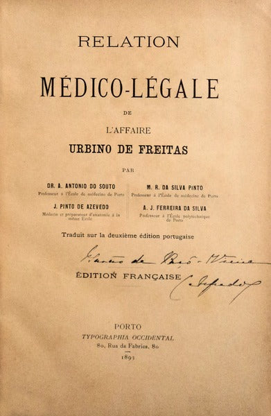 RELATION MÃ‰DICO-LÃ‰GALE DE Lâ€™AFFAIRE URBINO DE FREITAS.