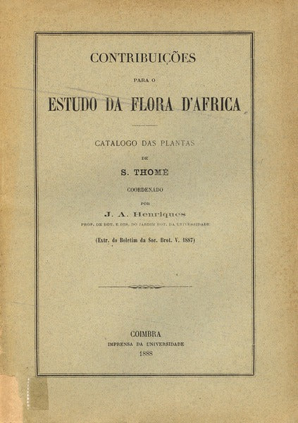 CONTRIBUIÃ‡Ã•ES PARA O ESTUDO DA FLORA Dâ€™AFRICA.