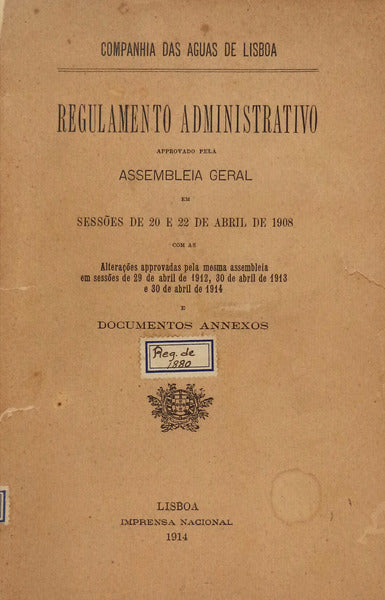 COMPANHIA DAS AGUAS DE LISBOA. REGULAMENTO ADMINISTRATIVO