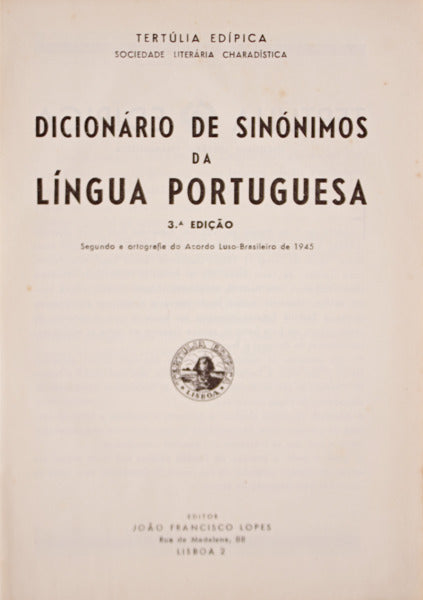 DICIONÃRIO DE SINÃ“NIMOS DA LÃNGUA PORTUGUESA.