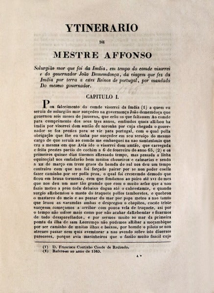 YTINERARIO DE MESTRE AFFONSO