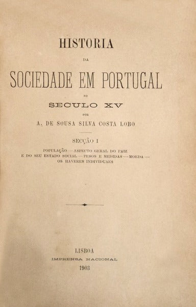 HISTORIA DA SOCIEDADE EM PORTUGAL NO SÃ‰CULO XV.