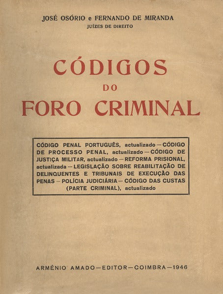 CÃ“DIGOS DO FÃ”RO CRIMINAL.