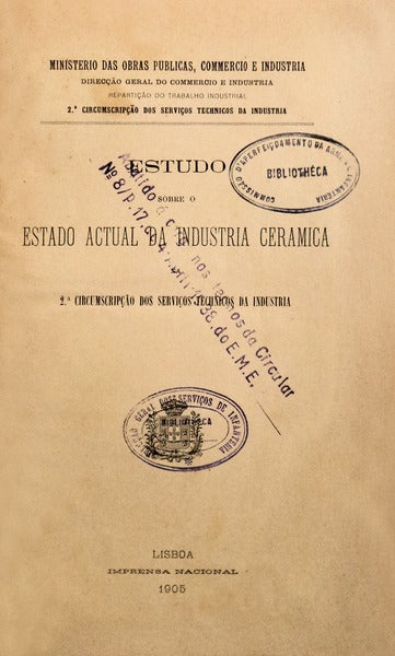 ESTUDO SOBRE O ACTUAL ESTADO DA INDUSTRIA CERAMICA.
