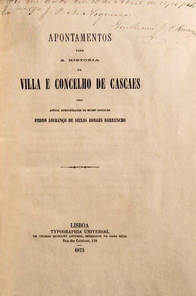 APONTAMENTOS PARA A HISTÃ“RIA DA VILLA E CONCELHO DE CASCAES.