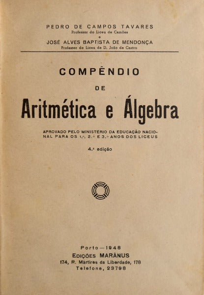 COMPÃŠNDIO DE ARITMÃ‰TICA E ÃLGEBRA.