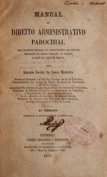MANUAL DE DIREITO ADMINISTRATIVO PAROCHIAL.
