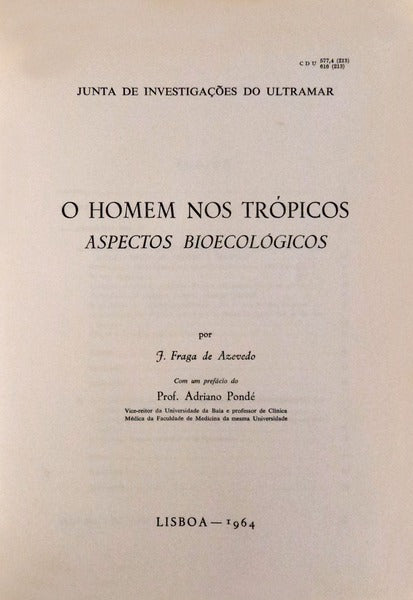 O HOMEM NOS TRÃ“PICOS. ASPECTOS BIOECOLÃ“GICOS.