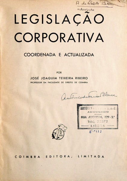 LEGISLAÃ‡ÃƒO CORPORATIVA COORDENADA E ACTUALIZADA.