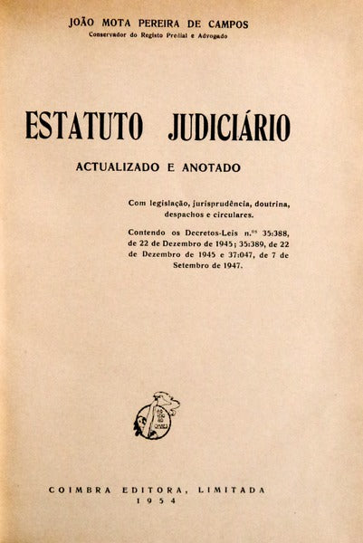 ESTATUTO JUDICIÃRIO ACTUALIZADO E ANOTADO.
