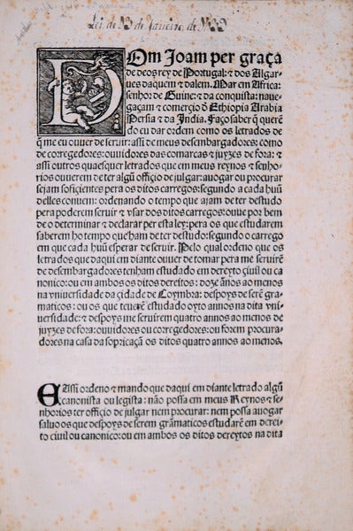 LEI SOBRE O TEMPO QUE HÃƒO DE ESTUDAR [NA UNIVERSIDADE DE COIMBRA] OS LETRADOS [JOÃƒO III (Rei de Portugal, 1521-1557)]