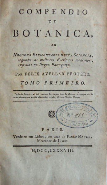 COMPENDIO DE BOTANICA, OU NOÃ‡Ã•ES ELEMENTARES DESTA SCIENCIA,