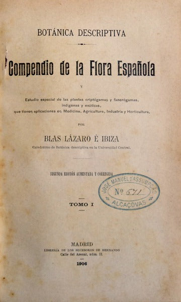 COMPENDIO DE LA FLORA ESPAÃ‘OLA.