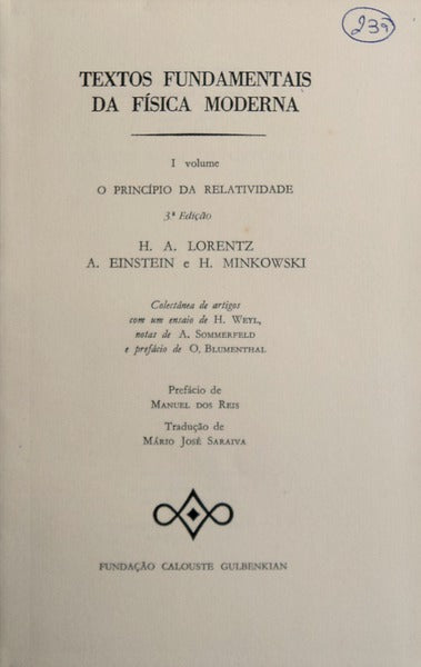 TEXTOS FUNDAMENTAIS DA FÃSICA MODERNA.