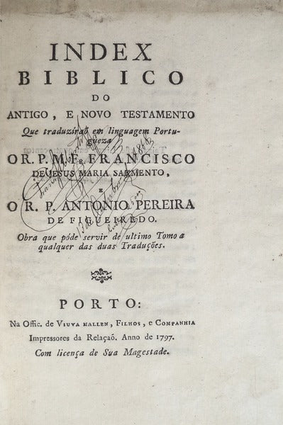 INDEX BIBLICO DO ANTIGO, E NOVO TESTAMENTO.