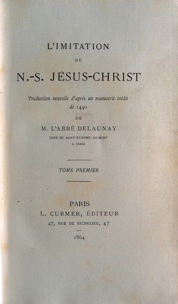 L'IMITATION DE N.-J. JÃ‰SUS-CHRIST.