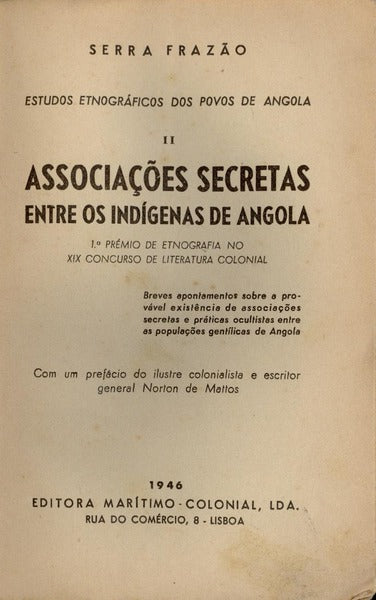 ASSOCIAÃ‡Ã•ES SECRETAS ENTRE OS INDÃGENAS DE ANGOLA.