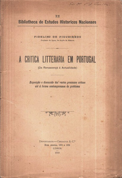 A CRITICA LITTERARIA EM PORTUGAL.