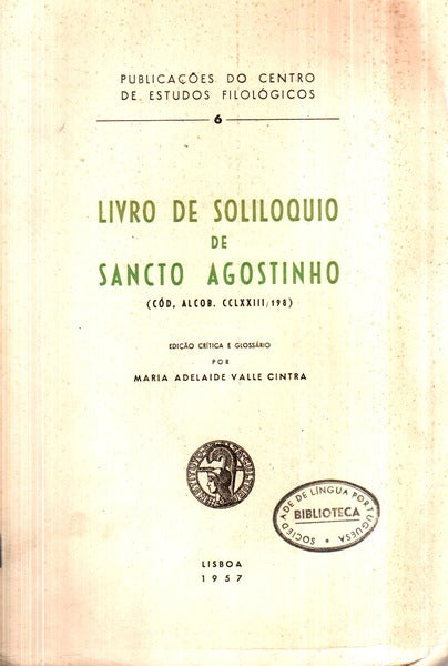 LIVRO DE SOLILOQUIO DE SANCTO AGOSTINHO