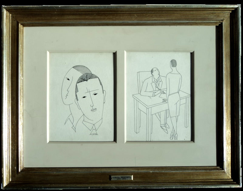 DESENHOS. 2 ORIGINAIS A TINTA-DA-CHINA.